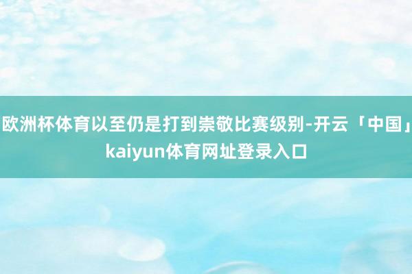 欧洲杯体育以至仍是打到崇敬比赛级别-开云「中国」kaiyun体育网址登录入口