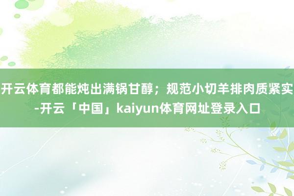 开云体育都能炖出满锅甘醇；规范小切羊排肉质紧实-开云「中国」kaiyun体育网址登录入口